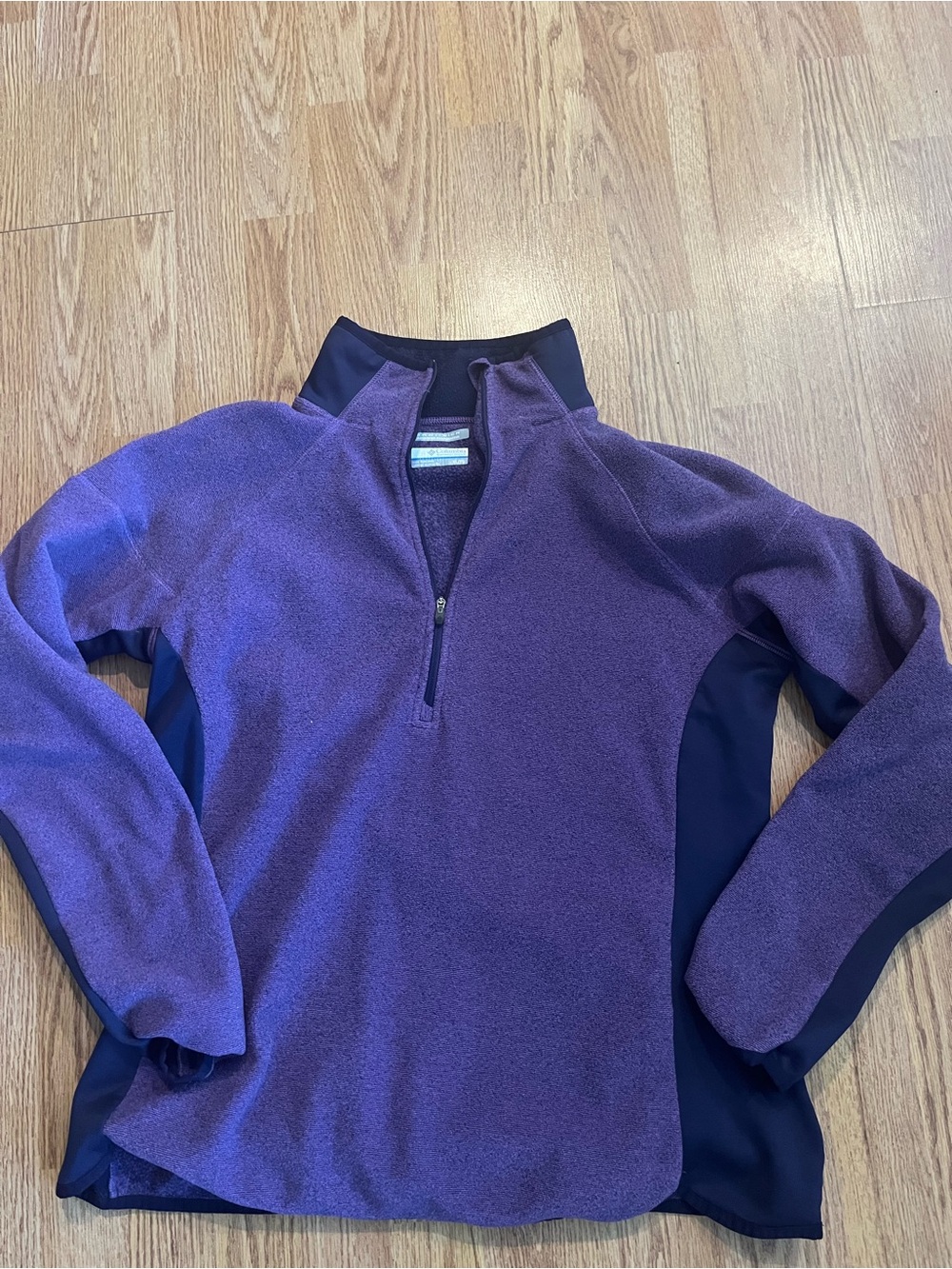 Women’s Purple Zip-Up Fleece Pullover with Navy Panels